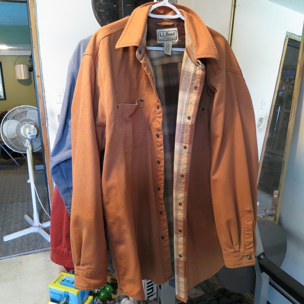 4 LL BEAN flannel lined canvas shirt jac shirts jackets mens xl